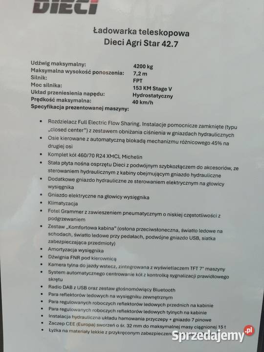 Ładowarka teleskopowa DIECI 427 Agristar 153 Rząśno