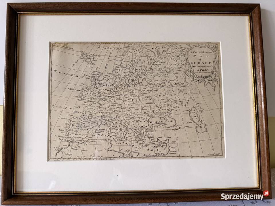 Antyczna Mapa Europy XIX Wiek Oryginalny Czerwionka-Leszczyny