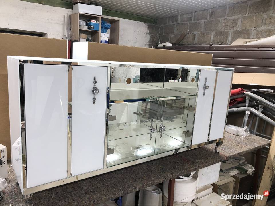 Komoda biała lustrzana noga Ludwik gałka 80cm Meble Kępno