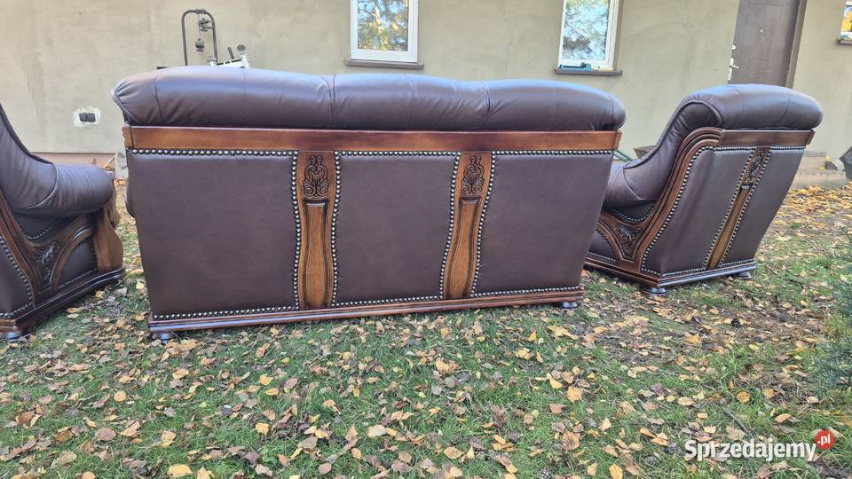 Komplet wypoczynkowy 3 1 1 ława 100 nowa skóra Śmigiel