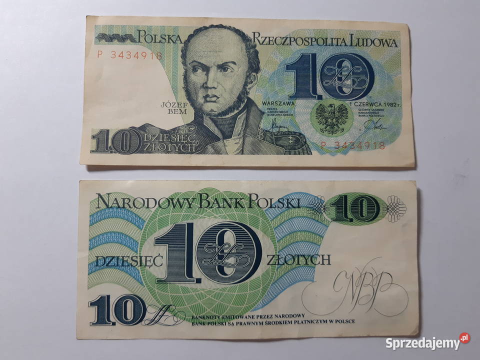 Banknot 10 1982 Józef Bem 2 Niemce
