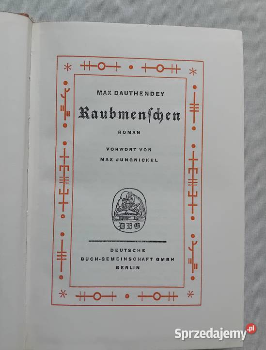 Dauthendey Raubmenschen Deutsche Buch Gem 1931 Koźminek sprzedam