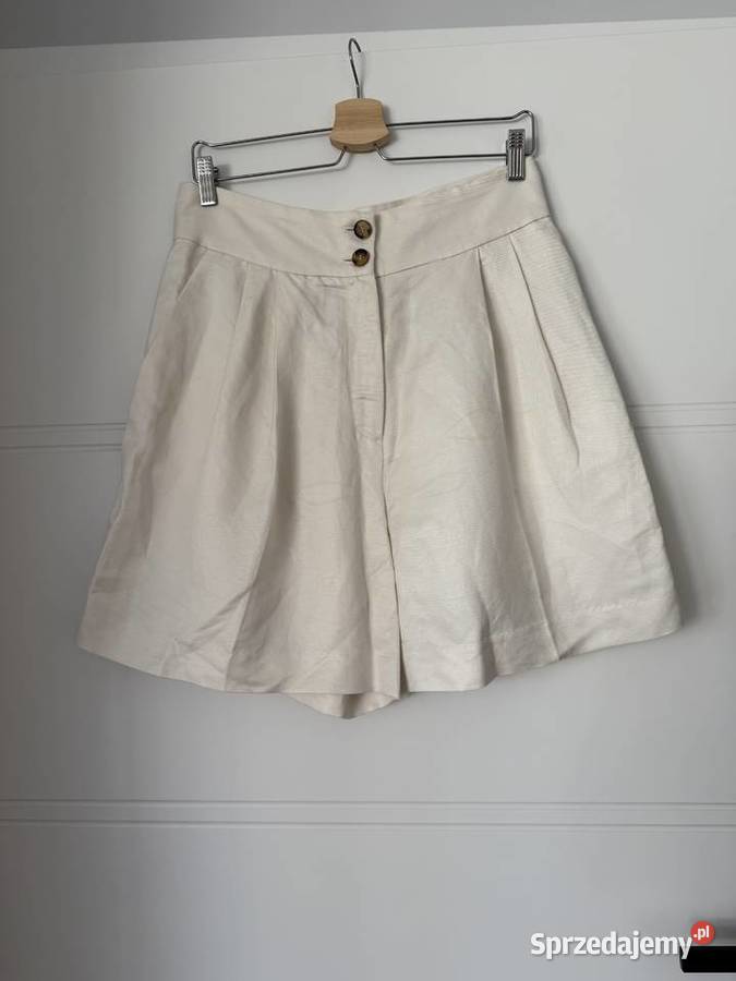 Lniane spodenki szorty L Do kolan wielkopolskie Rusiborek