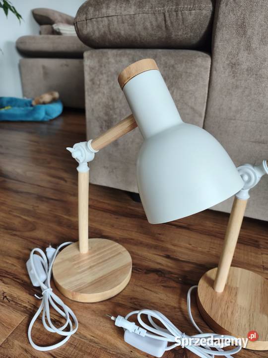 2 nowe drewniano metalowe lampki biurkowe nocne
