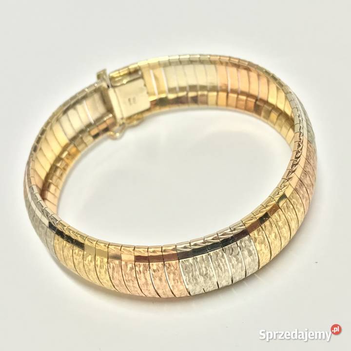 Złota BRANSOLETKA damska 18K trzy KOLORY złota Warszawa