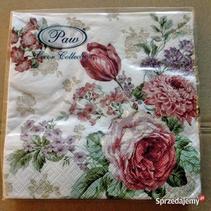 Serwetki PAW piwonie kwiaty róże 20 sztuk Skarżysko-Kamienna