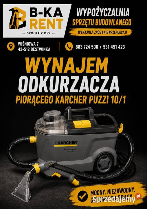 Wynajem ODKURZACZA PIORĄCEGO KRCHER PUZZI 101 Bestwinka