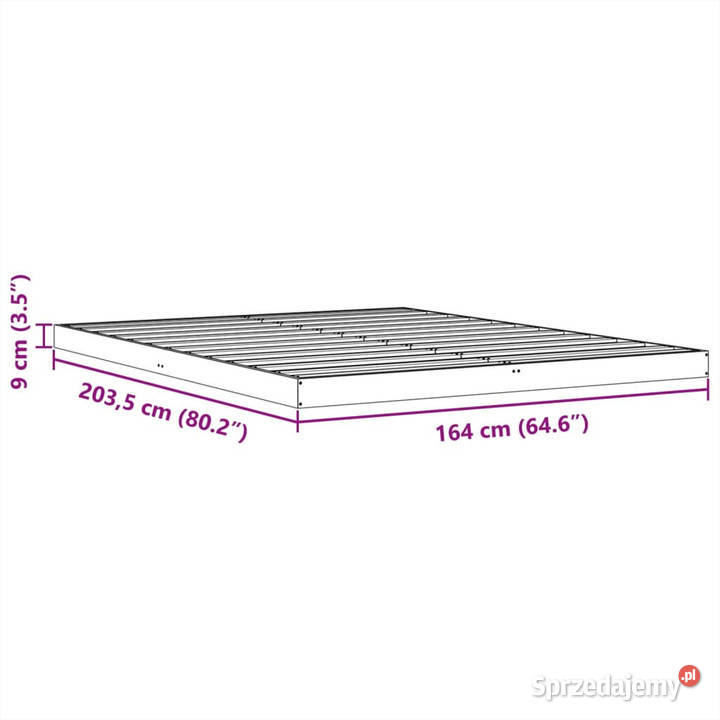 Rama łóżka woskowy brąz lite drewno sosnowe 9cm sprzedam