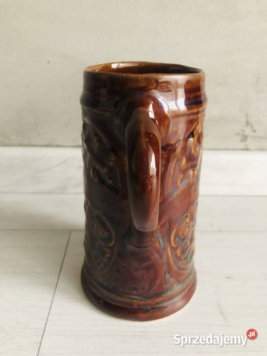 NOWY Kufel z czasów PRL brązowy z uchem łódzkie Łódź