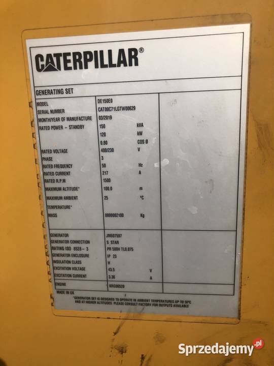 CAT DE150E0 150KvA Generator Głogów Małopolski