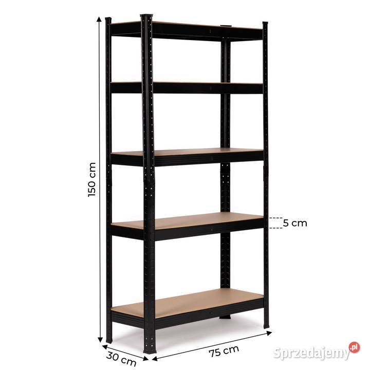 Regał magazynowy metalowy czarny 2w1 5 jasnych Poznań