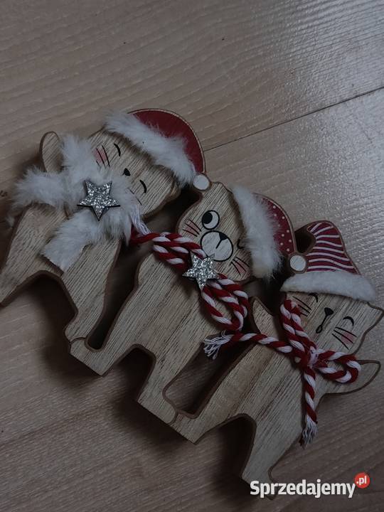 Dekoracja drewniana kotki mikołajki Katowice