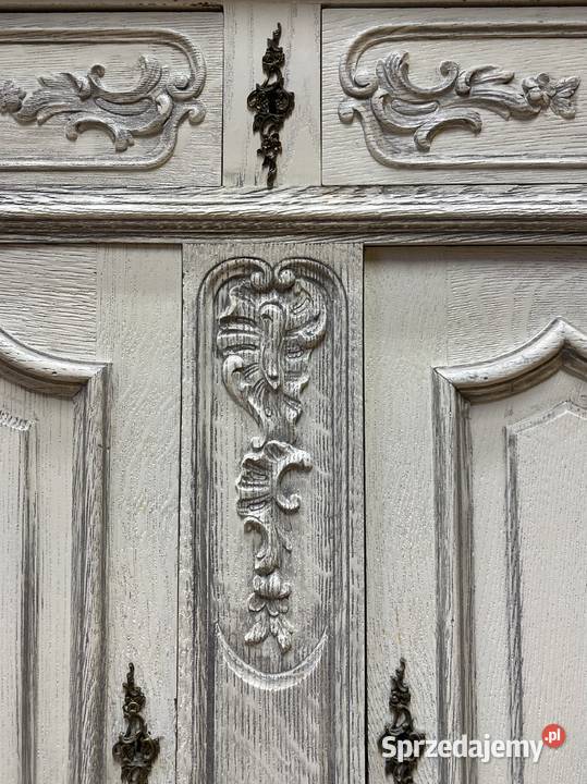 Kredens Ludwik XV Rocaille biały odnowiony Kredensy i witryny Poznań