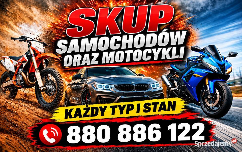 SKUP AUT MOTOCYKLI SAMOCHODÓW KAŻDY STAN Skup pojazdów Wadowice