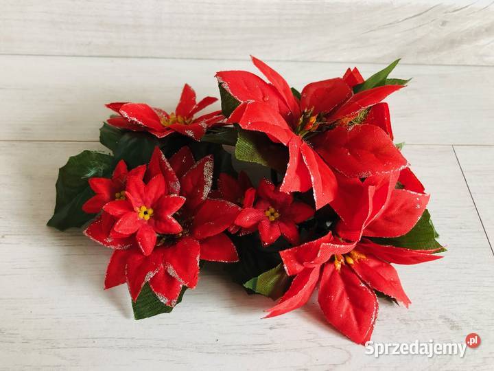 Sztuczne kwiaty ozdoba wiązanka stroik czerwone Łódź