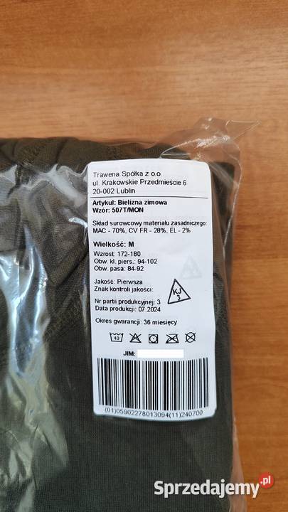 Bielizna zimowa WP wz 507Tmon Rozmiar M Stargard
