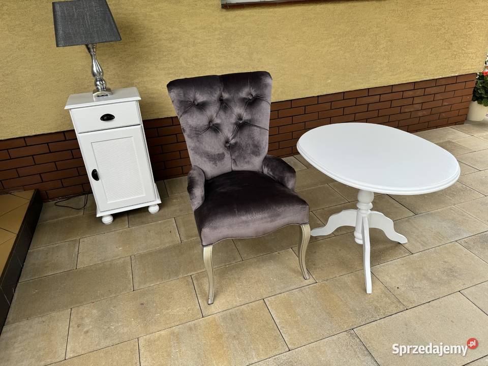 Szafka nocna biała drewniana stolik słupek Garwolin