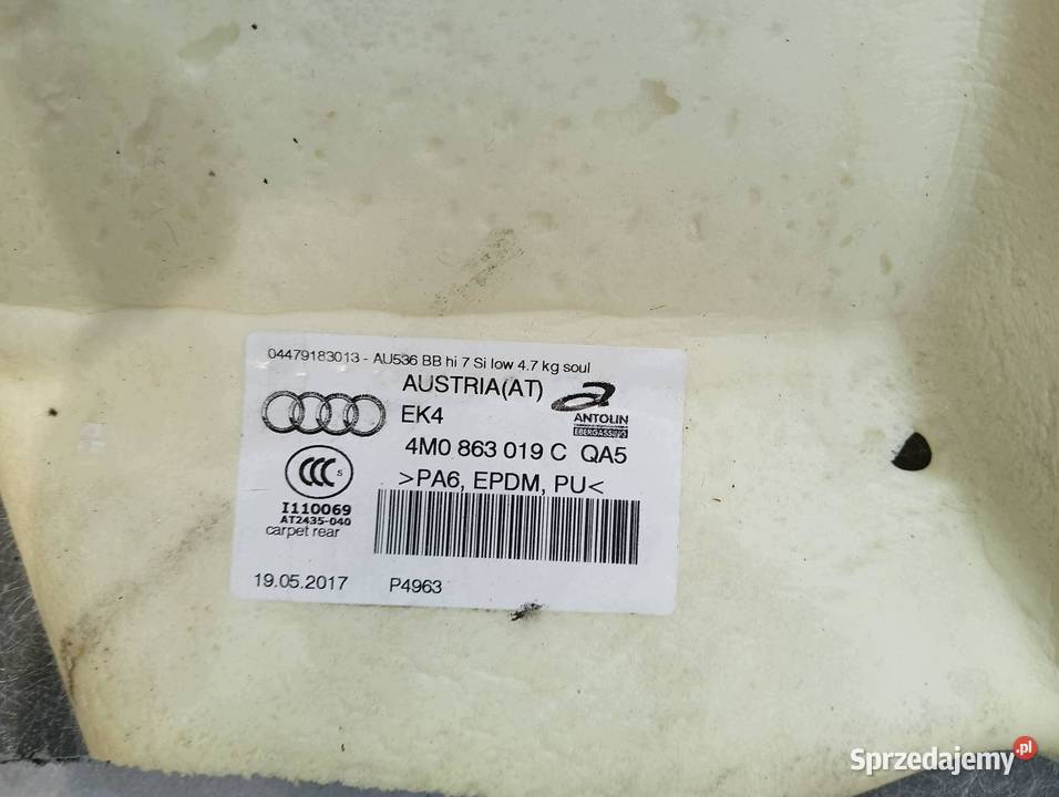 WYKŁADZINA WNĘTRZA DYWAN PODŁOGA 4M Audi Q7 II
