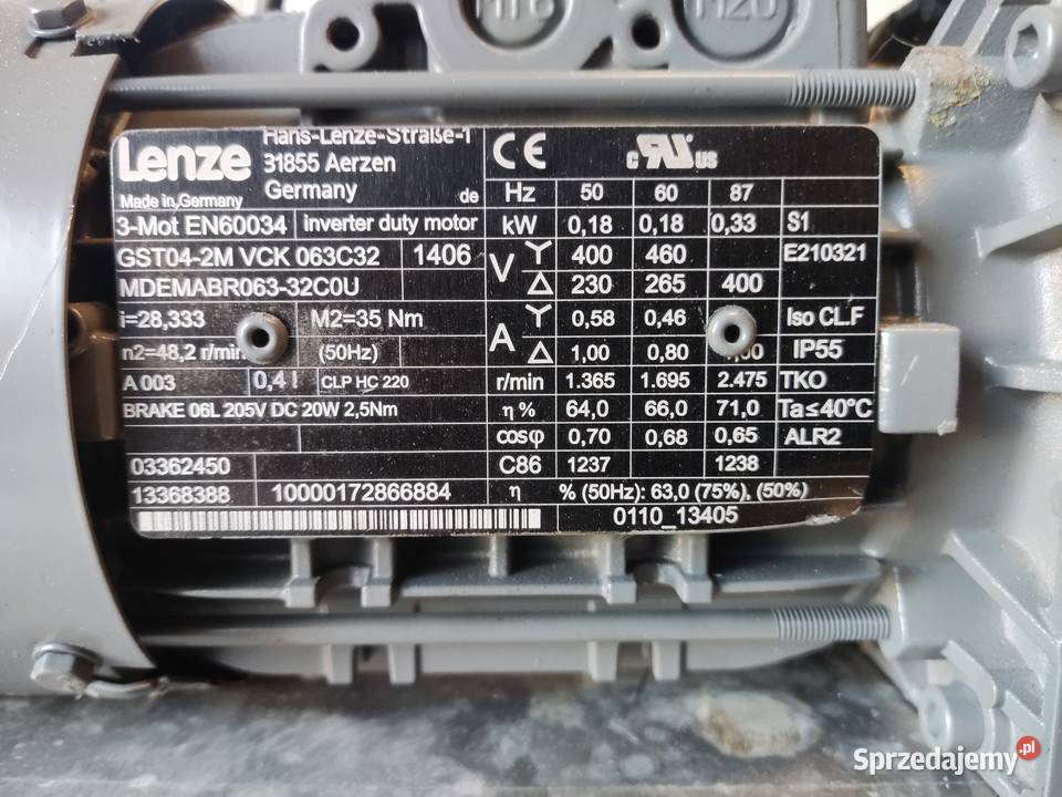 Motoreduktor prosty kryzowy 400V 018kW 48obrmin Libusza