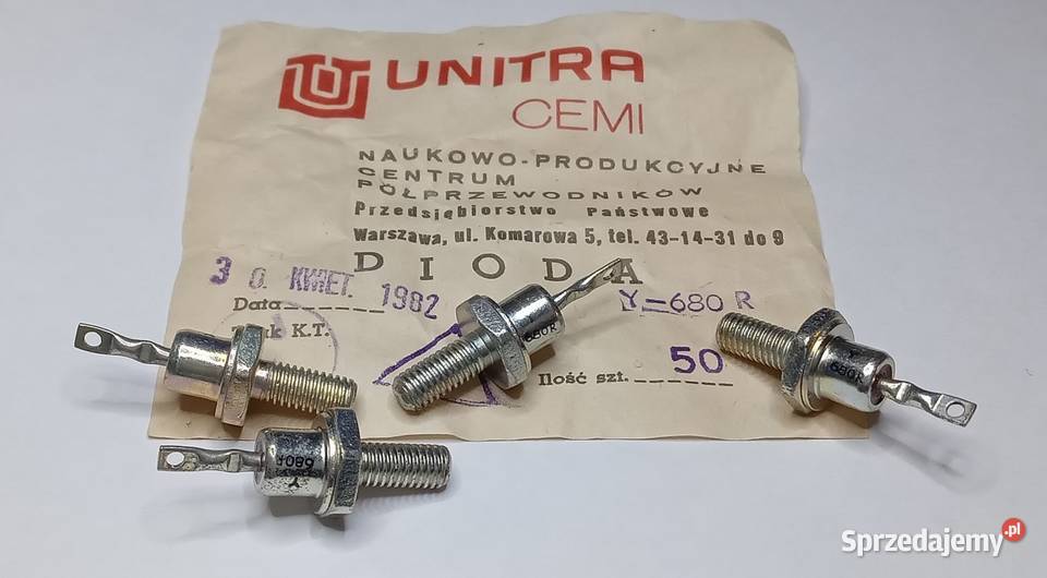 Dioda prostownicza Y680R 5A 50V Unitra CEMI Gdańsk
