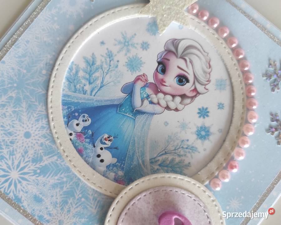 Kartka ręcznie robiona na urodziny Kraina lodu sprzedam