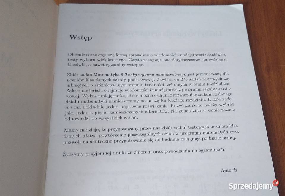 Matematyka 8 testy wyboru wielokrotnego Bolałek Podręczniki Gdańsk