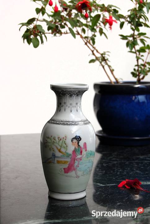 Chiński wazon dama gejsza porcelana chińska lata lubelskie Lublin