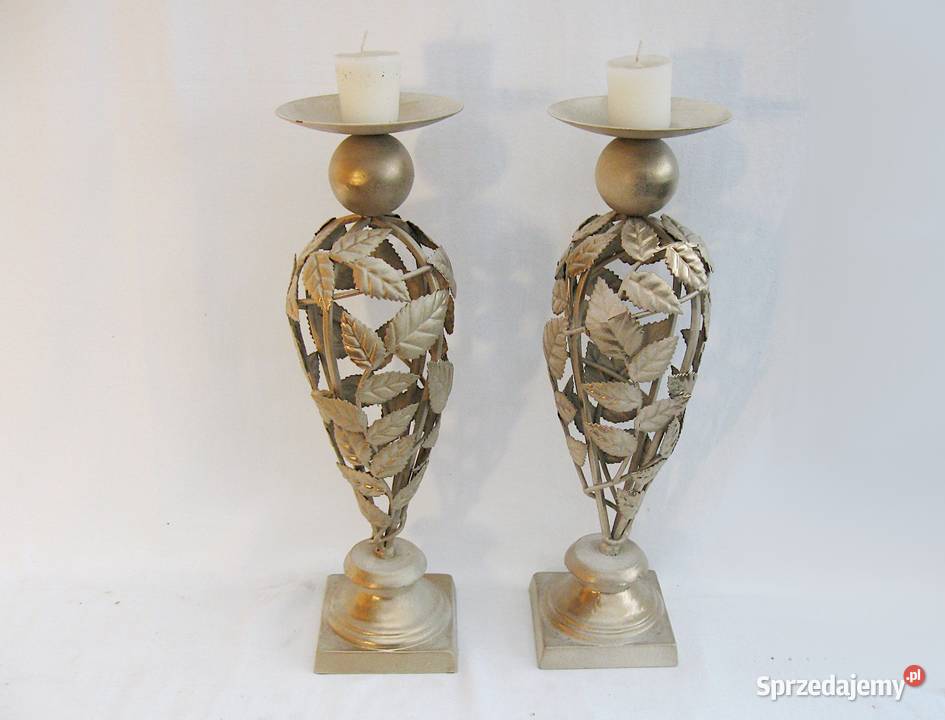 2 świeczniki metal styl Szczecinek sprzedam