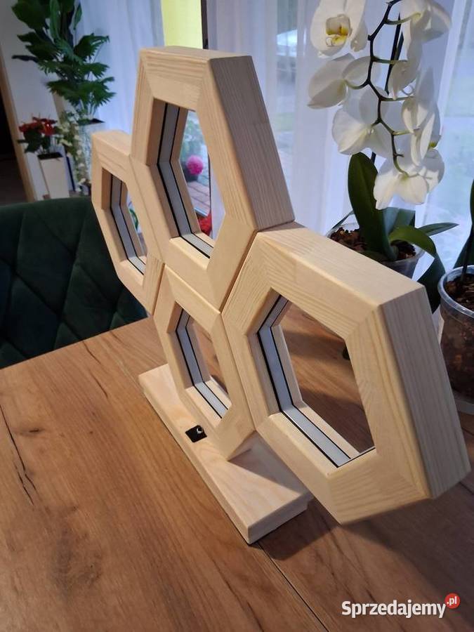 Lampa LED RGB z Drewna Hexagon Pilot Aplikacja Gajewniki-Kolonia