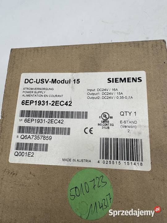 Siemens DCUSVModul 15 6EP19312EC42 Moduł UPS