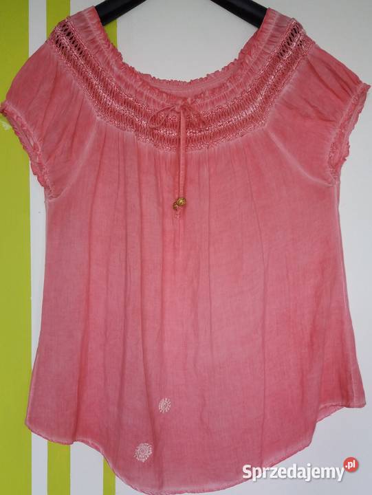 XXL52 Włoska bawełniana bluzka dekolt hiszpanka śląskie Gliwice