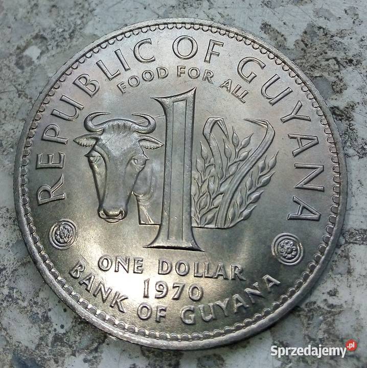 GUYANA 1 DOLLAR 1970 rFAOŁADNA MIEDZIONIKIEL Numizmatyka Legionowo