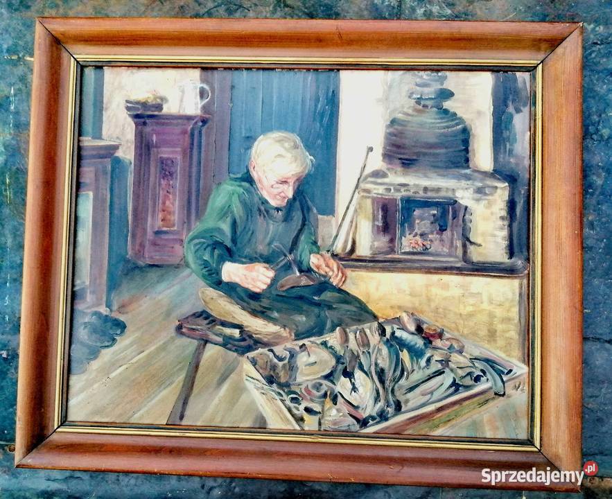 Obraz olejny Warsztat szewca pracy łódzkie Łódź