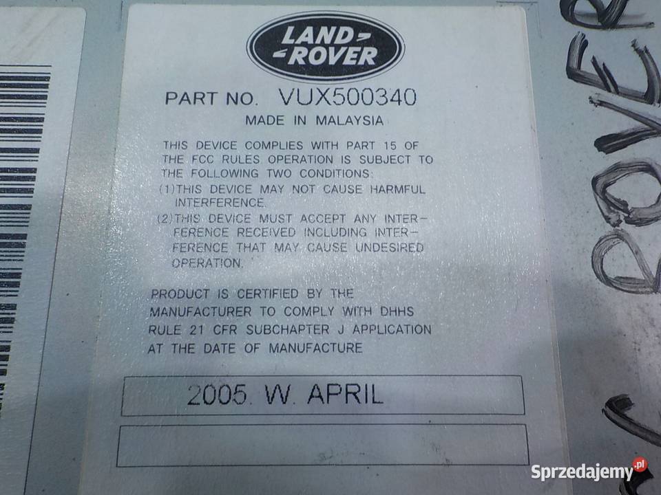 RANGE ROVER SPORT I 27 TDV6 05r 5D radio CD Suków