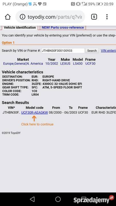 Klapa kompletna lexus Ls430 Rok produkcji 2003 Konstantynów-Kolonia