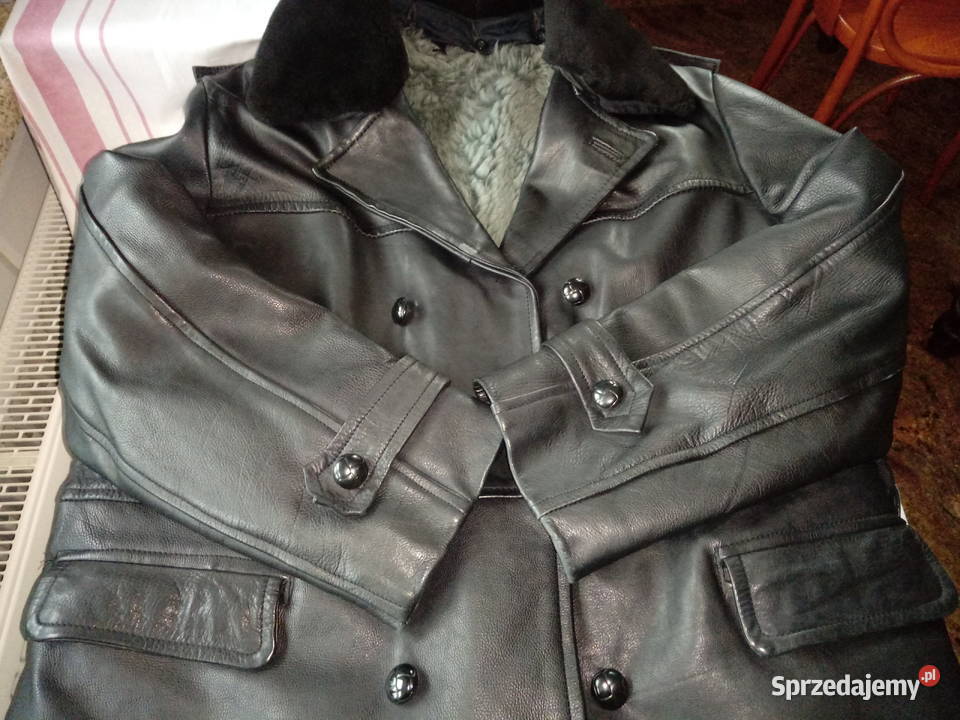 NOWY płaszcz skórzany MO milicyjny drogówki