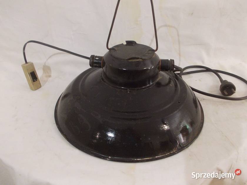 Stara emaliowana lampa wisząca fabryczna loft śląskie sprzedam