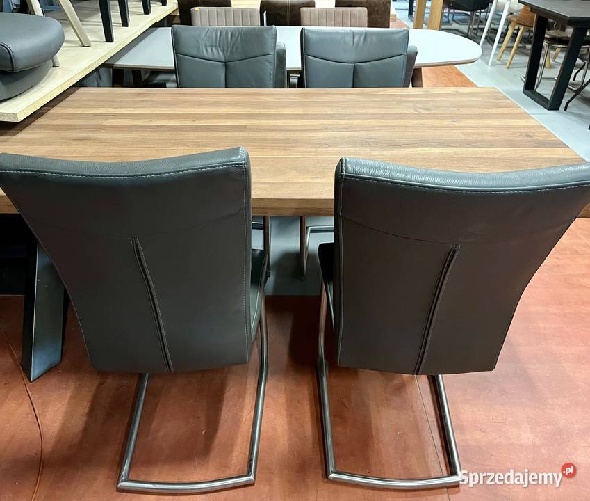 Okazja Zestaw krzeseł Aline ze skóry antracyt Opole