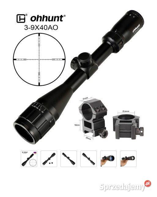 Luneta celownicza Ohhunt 3-9x40 AO + gratis wysyłka Ustrzyki Dolne ...