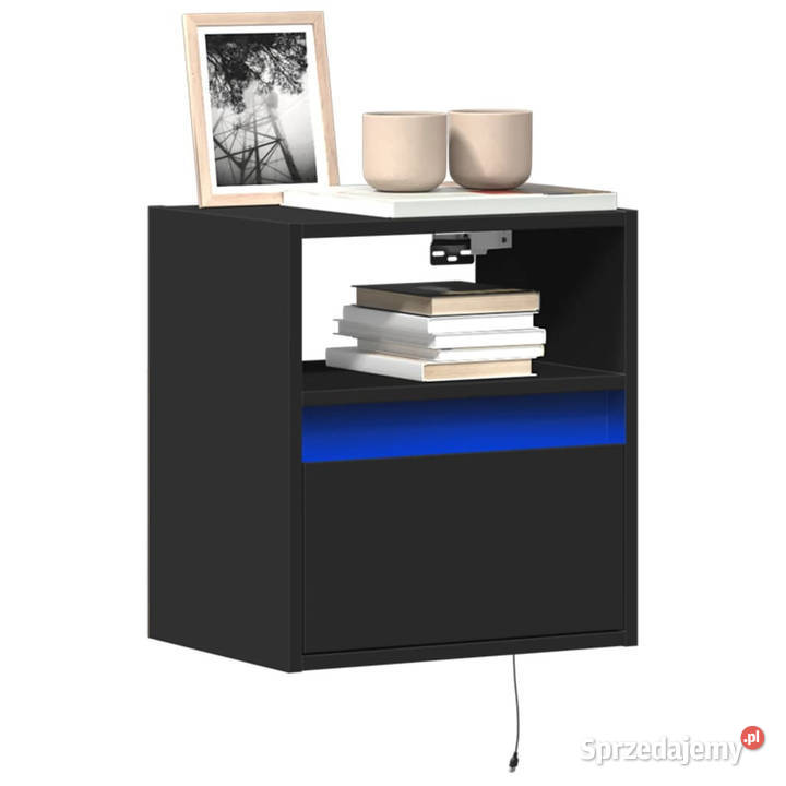 Ścienne szafki TV z LED 2 czarne 41x31x45 RTV Warszawa