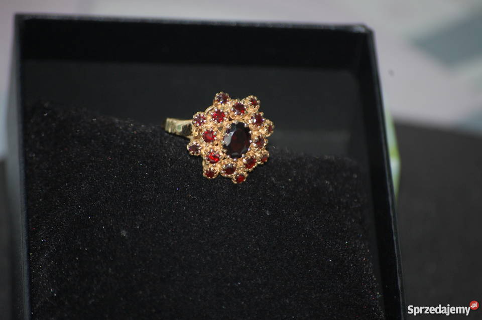 CUDNY KOMPLET BROSZKA PIERŚCIONEK KOLCZYKI ZŁOTO Sieradz