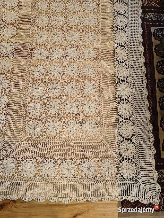 obrus szydełkowy serweta duży 150 x 250 ecru Piotrówek