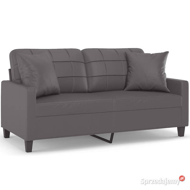 2osobowa sofa z poduszkami szara 140 sztuczna Sofy i kanapy Warszawa