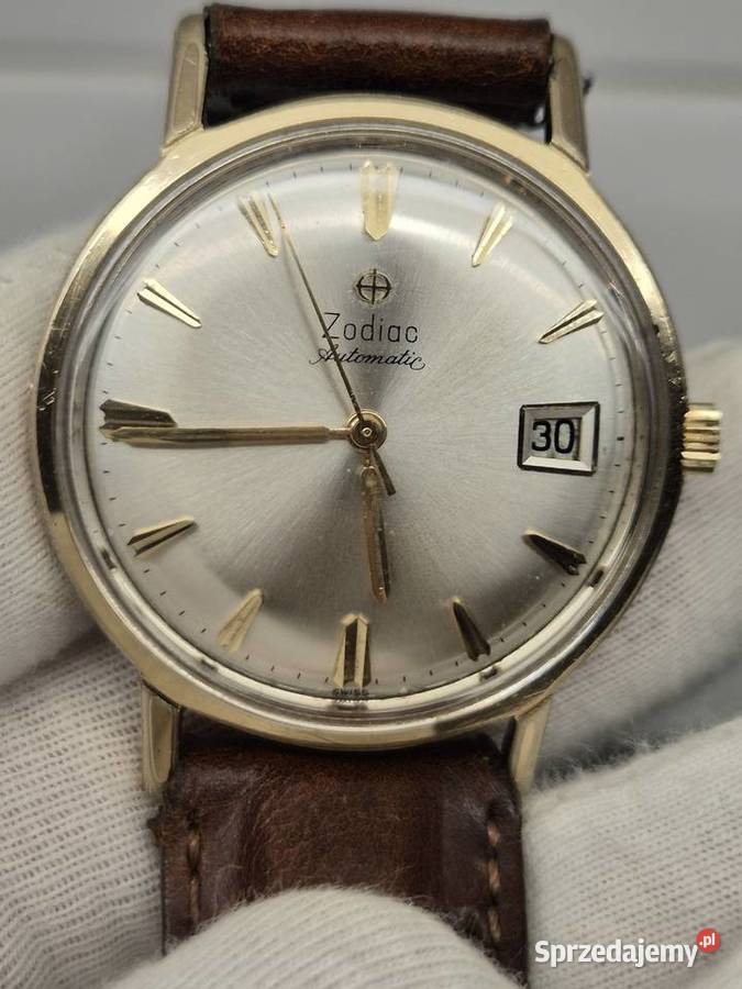 Złocony zegarek automatyczny vintage Zodiac Chorzów sprzedam