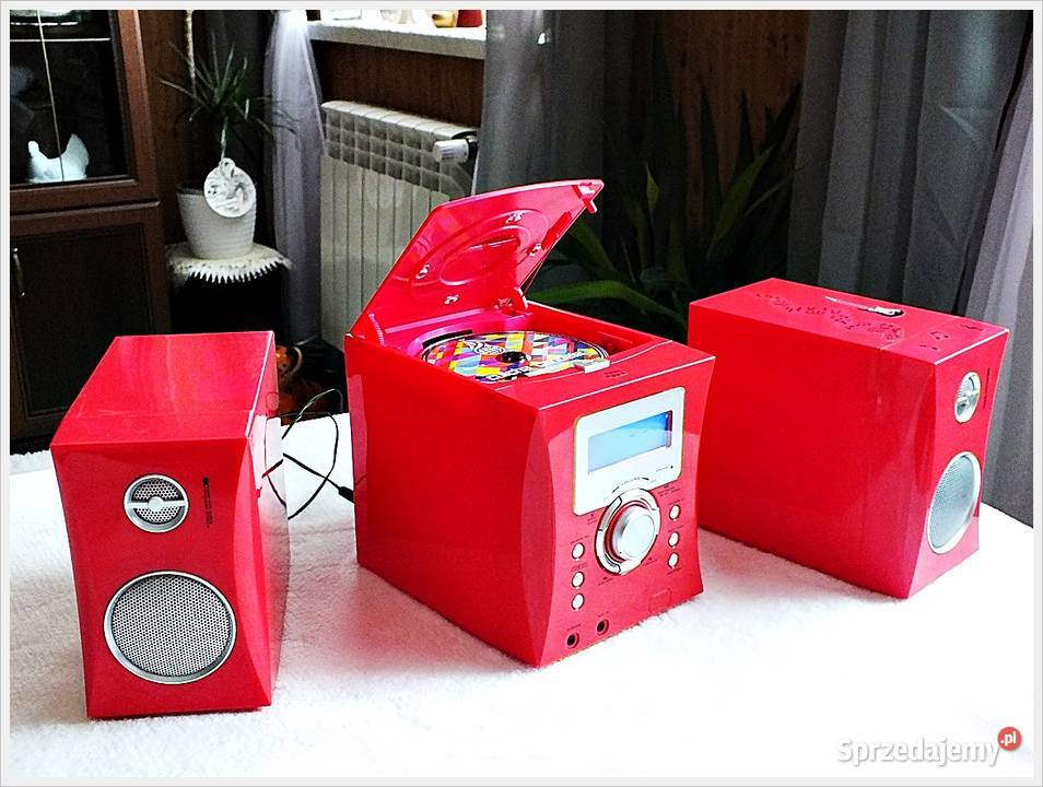 Różowa MINI Wieża CD BigBen Aux Radio Żary