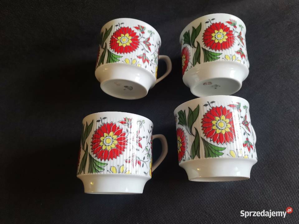 Stare filiżanki Roman 4 sztuki porcelana Siemianowice Śląskie