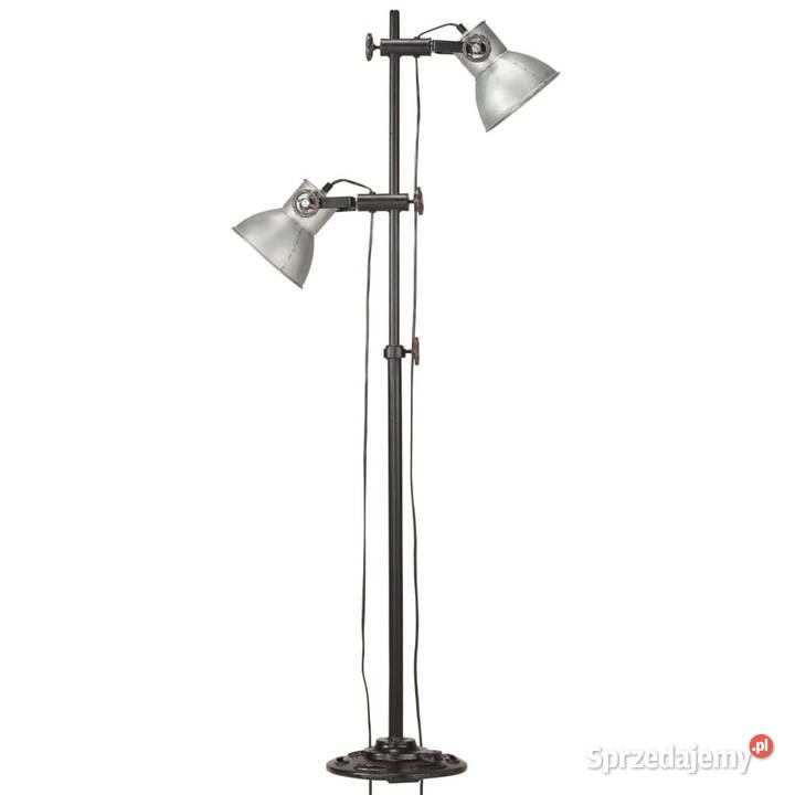 Lampa podłogowa z 2 kloszami srebrna E27 żeliwo Pozostałe Dom i Ogród Warszawa