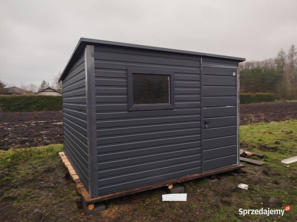 Grafitowy Garaż Blaszany Schowek Ogrodowy Wiata Człuchów