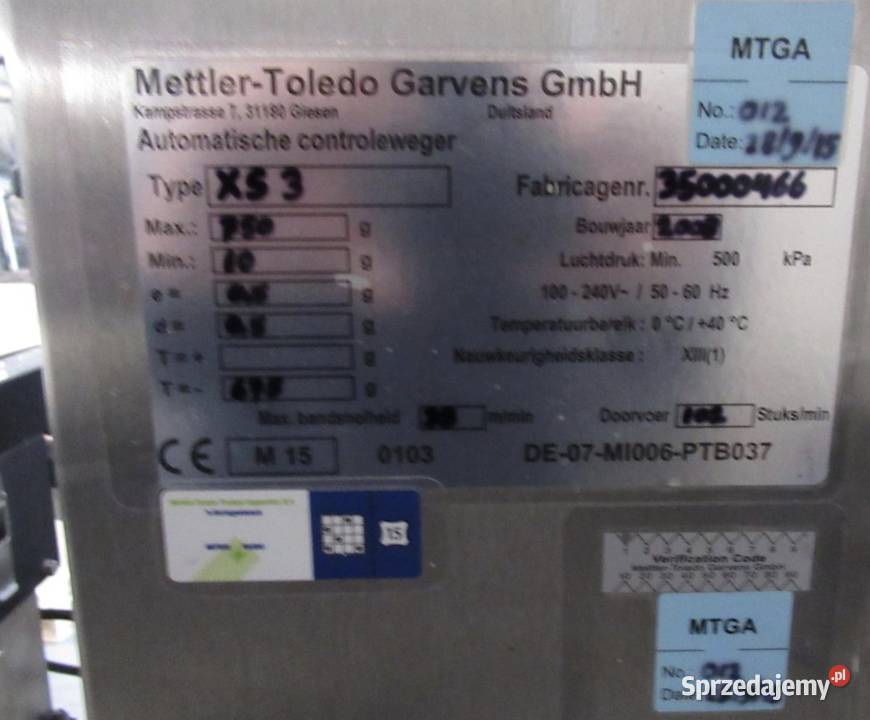 Waga dynamiczna Mettler Toledo 2008 Poznań