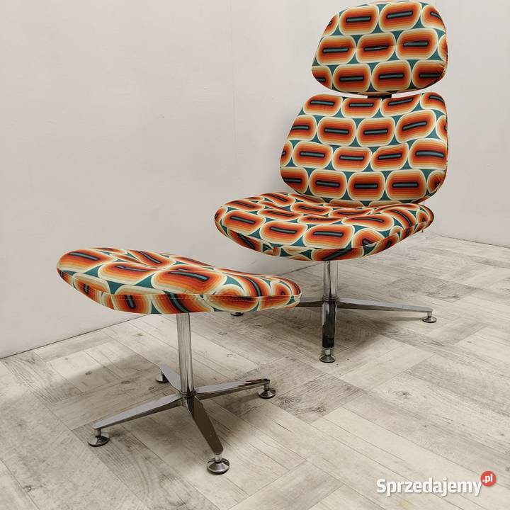 fotel z podnóżkiem w stylu duńskiego modernizmu Fotele łódzkie Radomsko